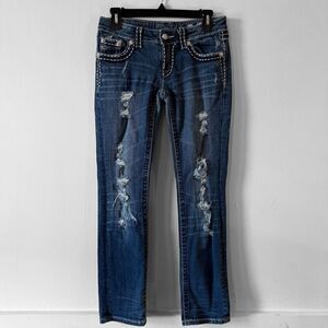 Miss Me Jeans Womens Straight Contrast Stitch   SZ 27 Read